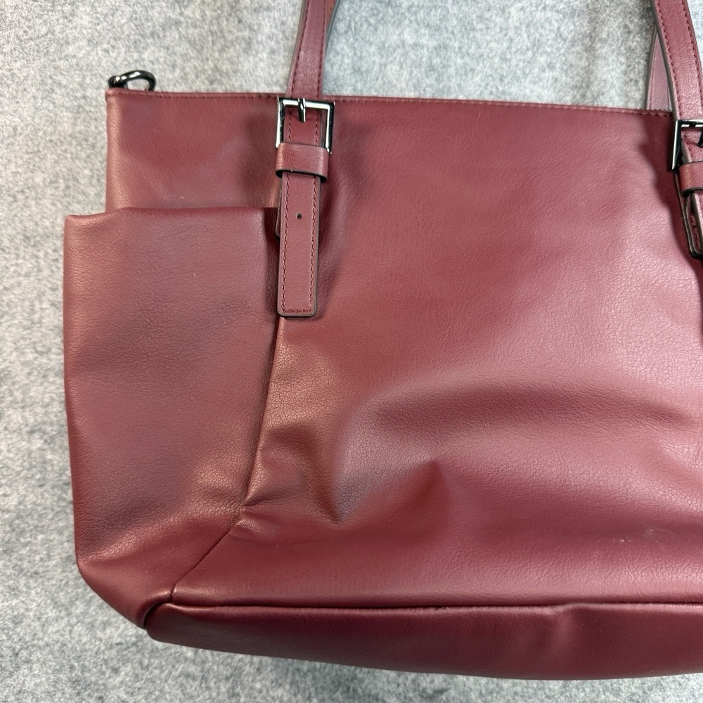 Simply Vera Vera Wang Purse Double Strap Zip Close Shoulder Bag Maroon Tote - Picture 3 of 15